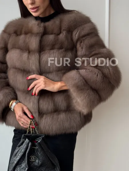 Шуба из меха куницы Truffle с воротником шанель - фото 2