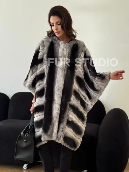 Шуба из кролика рекс - серая - фото 6
