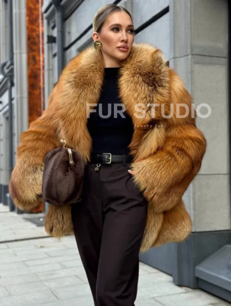 Шуба из лисы - рыжая - фото 7