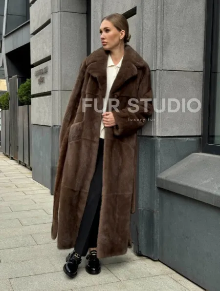 Норковая шуба - цвет соболь - фото 12