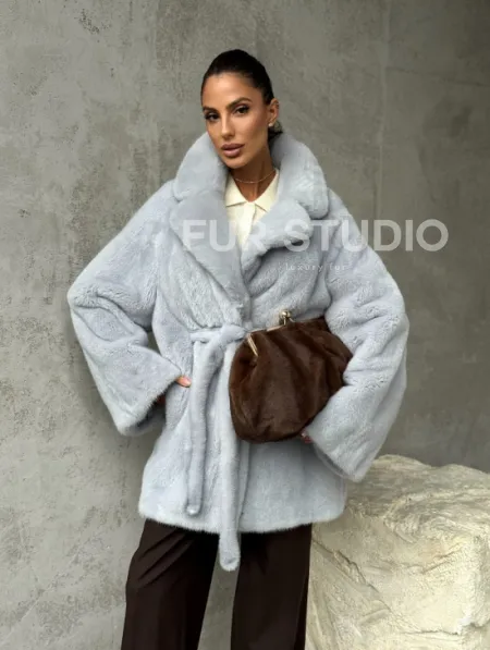 Полушубок из голубой норки - фото 12