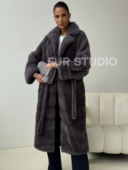Норковая шуба - графит - фото 0