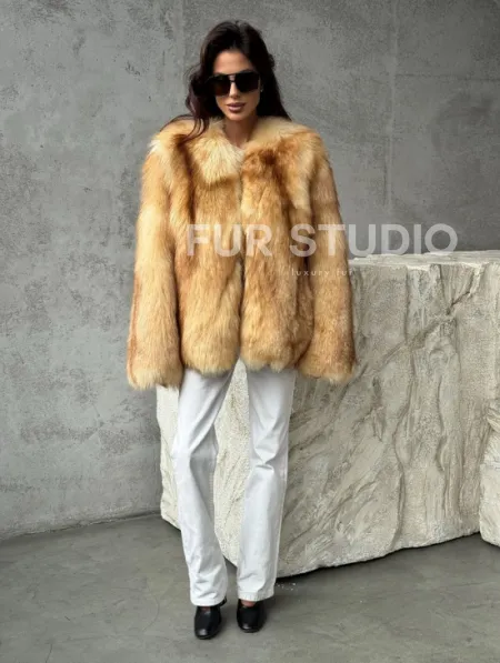 Шуба из натурального лисьего меха - фото 5