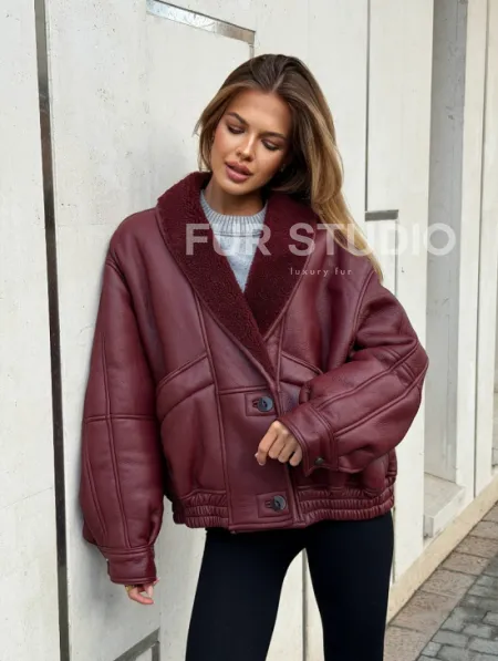 Дубленка женская зимняя - воротник шаль - фото 7