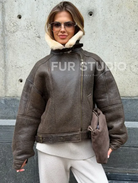 Дубленка - пилот женская - фото 4