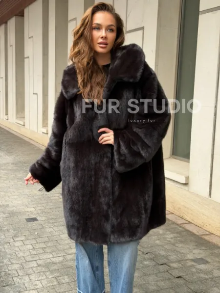 Норковая шуба с капюшоном - фото 4