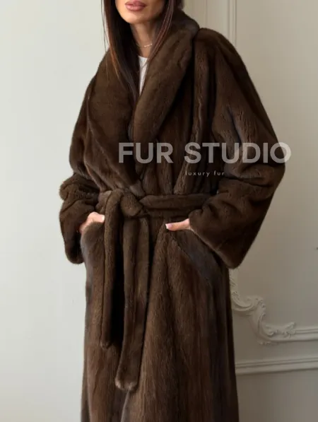 Норковое пальто - воротник шаль - фото 2