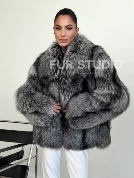 Шуба чернобурка - воротник шаль - фото 4