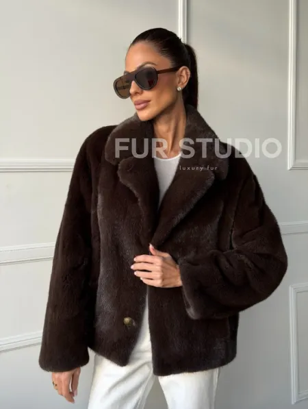 Пиджак норковый - английский воротник - фото 0