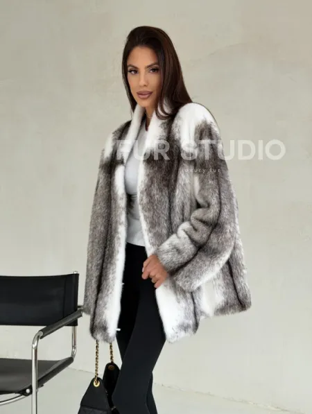 Белая шуба из норки крестовки - фото 9