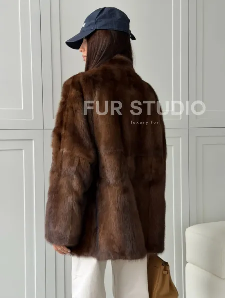 Норковая шуба под куницу (лесная норка) - фото 6