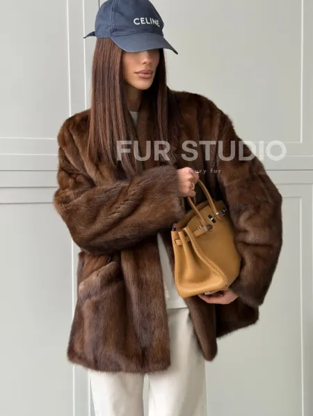 Норковая шуба под куницу (лесная норка) - фото 5