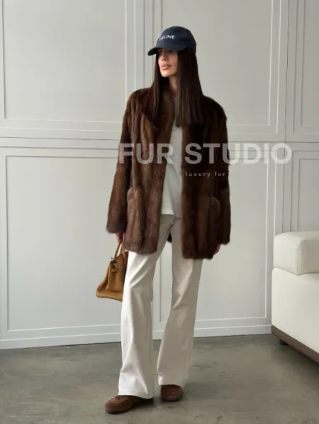 Норковая шуба под куницу (лесная норка) - фото 13