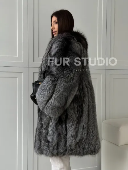 Шикарная шуба из чернобурки - фото 10