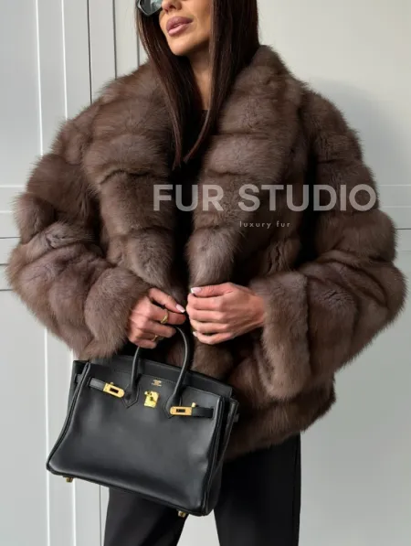 Куртка из куницы - воротник шаль - фото 4