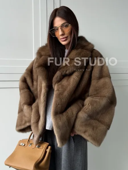 Куртка из меха норки - воротник куница - фото 12