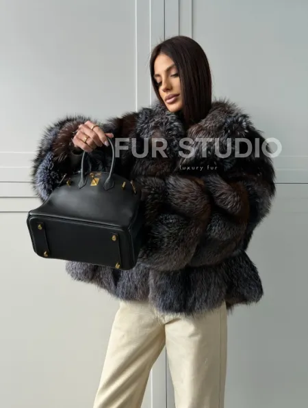 Шуба из меха блюфрост - воротник английский - фото 17