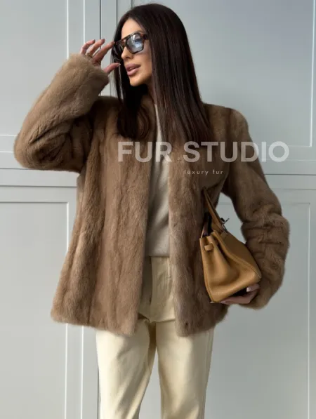 Женский норковый полушубок пастель - фото 7