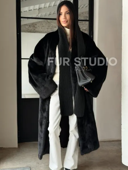 Шуба норка Blackglama V-образный ворот - фото 9