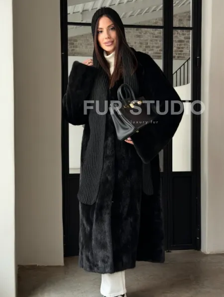 Шуба норка Blackglama V-образный ворот - фото 17