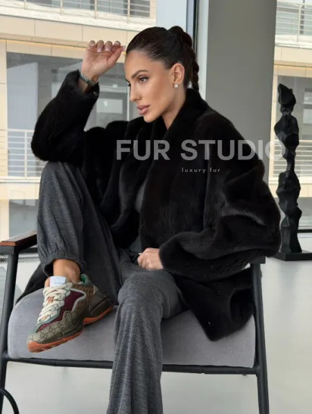 Модный норковый жакет «тренд 2026» Dark Espresso - фото 13