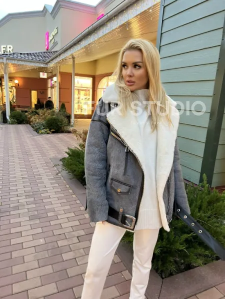 Дубленка - авиатор из винтажной кожи - фото 1