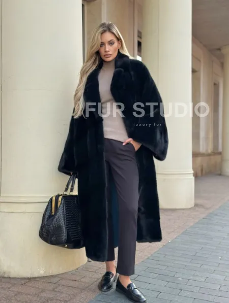 Зеленая норковая шуба - фото 7