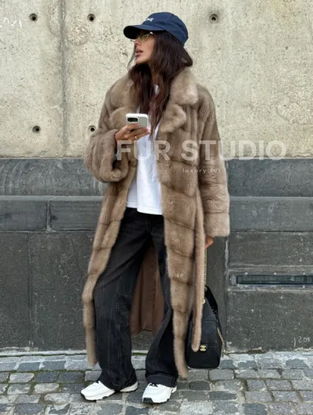 Шуба норковая - цвет пастель - фото 9