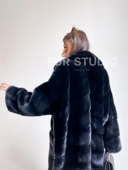 Черная норковая шуба из аукционной норки NAFA - фото 2