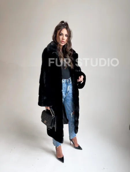 Черная норковая шуба из аукционной норки NAFA - фото 3