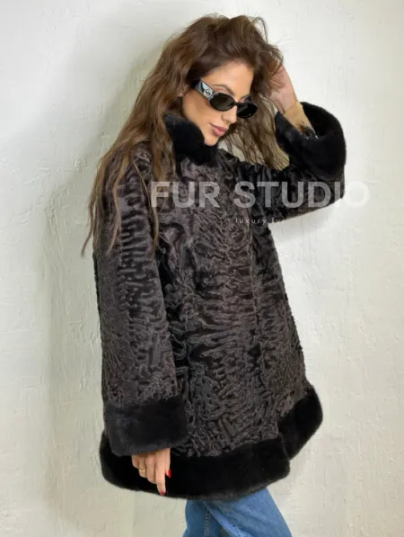 Каракульча стойка воротник отделка норка - фото 1
