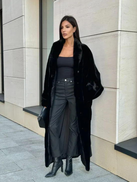 Норковое кимоно - пальто из аукционной норки SAGA FURS, ПРЕМИУМ КАЧЕСТВО - шалевый воротник - фото 10