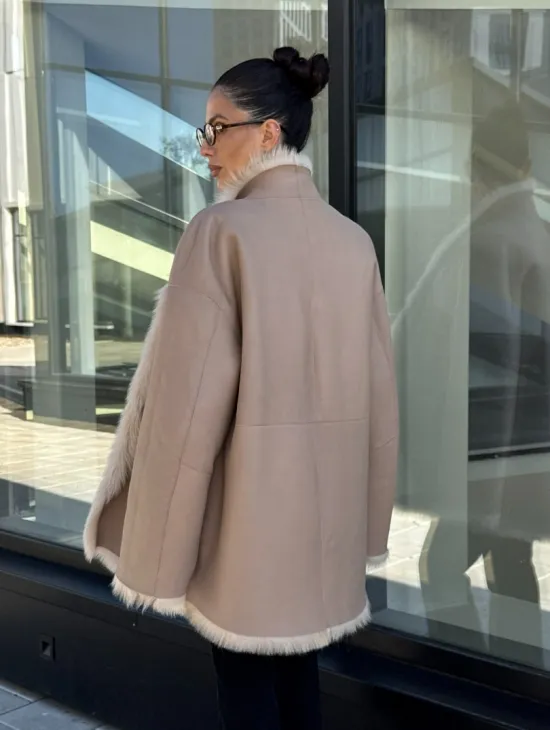 Женская двухсторонняя дубленка-шуба из меха итальянской тосканы - фото 13