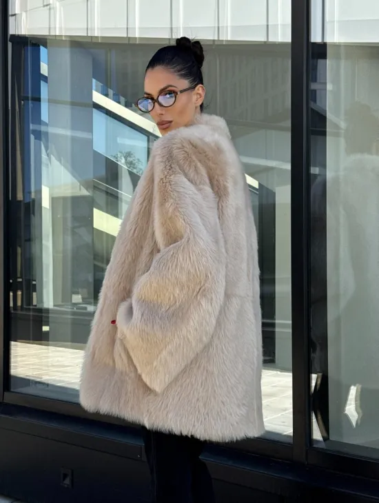 Женская двухсторонняя дубленка-шуба из меха итальянской тосканы - фото 14