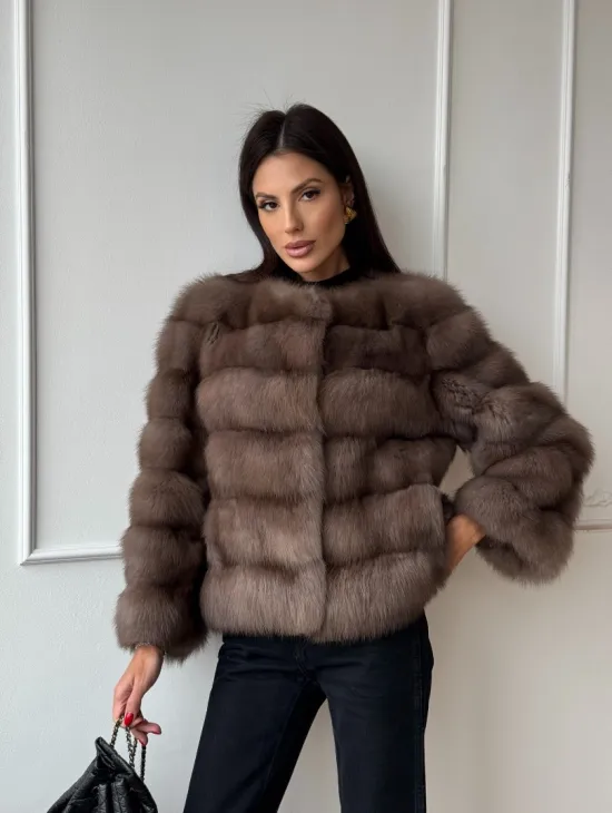 Шуба из меха куницы Truffle с воротником шанель - фото 12
