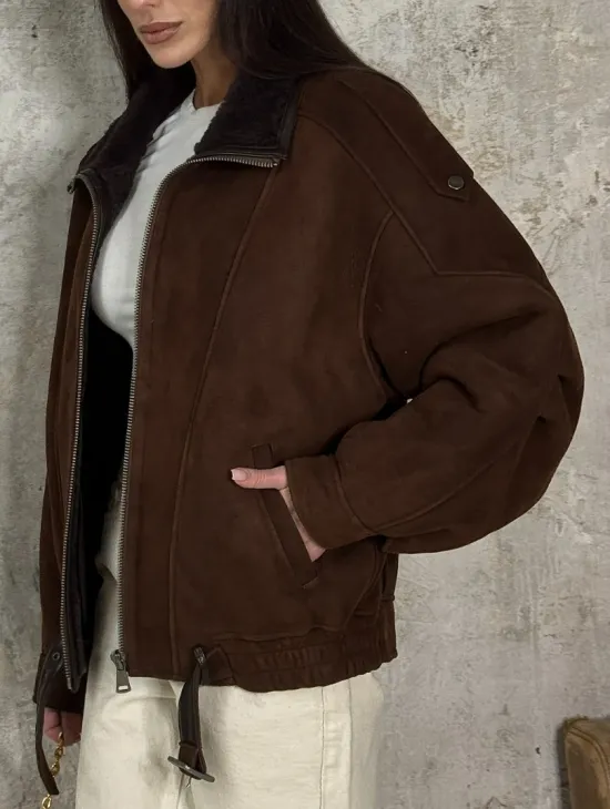 Дубленка - бомбер на молнии из овчины MERINO - фото 1