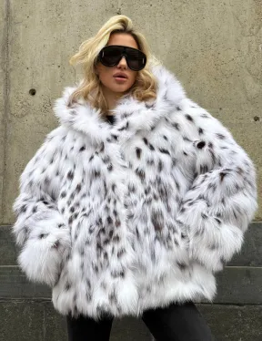 Полушубок из лисы под рысь с капюшоном - фото 4
