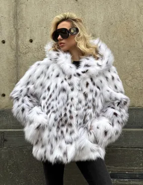 Полушубок из лисы под рысь с капюшоном - фото 9