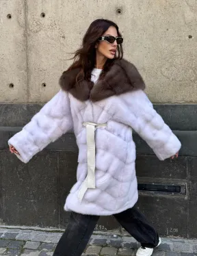 Шуба норковая  - капюшон куница - фото 14