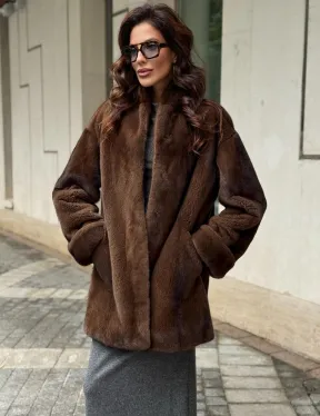 Коричневая шуба из норки - фото 5