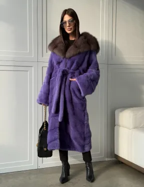 Фиолетовая норковая шуба - фото 18