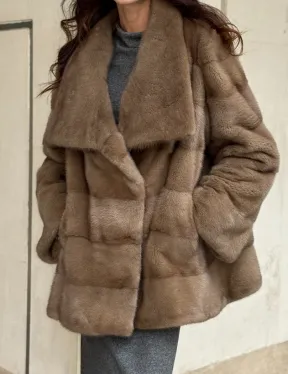 Норковая шуба бежевая - фото 4