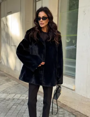 Шуба куртка из норки - черная - фото 7