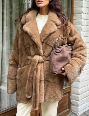 Полушубок норковый (бежевый) - фото 4