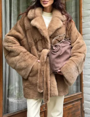 Полушубок норковый (бежевый) - фото 2