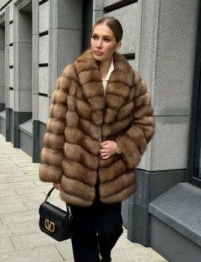 Шуба из куницы с воротником шаль - фото 12