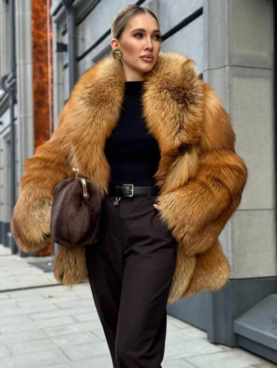 Шуба из лисы - рыжая - фото 7