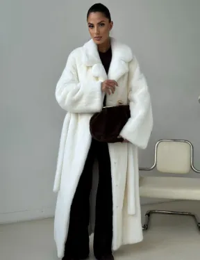 Белая длинная норковая шуба - фото 13