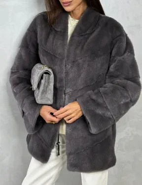 Норковый полушубок - графит - фото 1