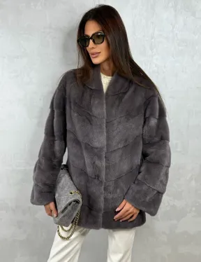 Норковый полушубок - графит - фото 7